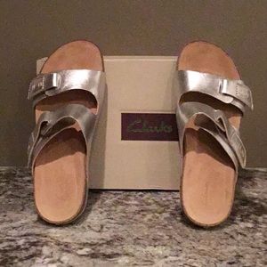 NEVER WORN! Clarks Silver Sandal